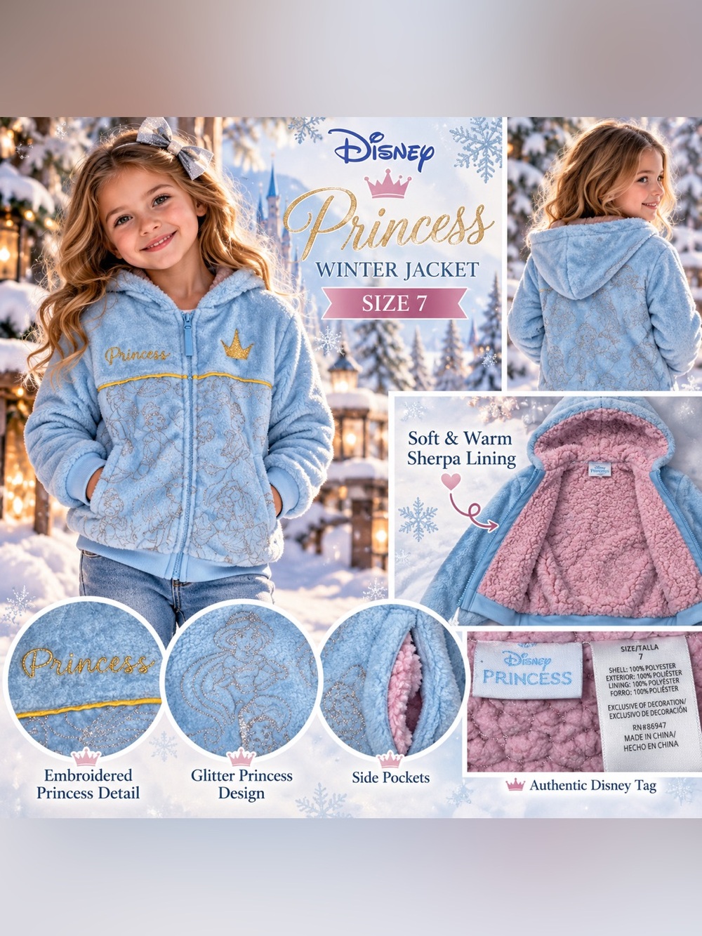 Princess Blue Kids Hoodie